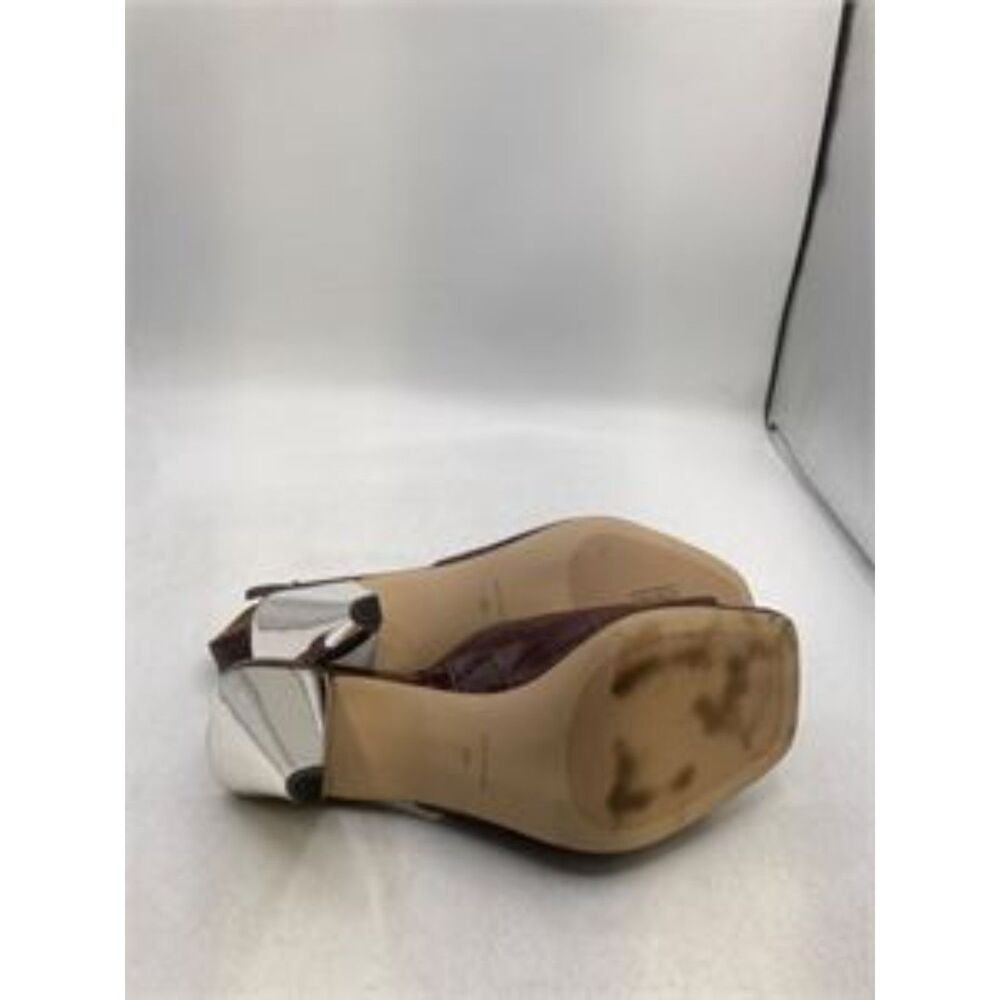Michael Kors Electra Oxblood Leather Sandals Clear Lucite Heel Ankle Strap Sze 9 - Picture 5 of 6